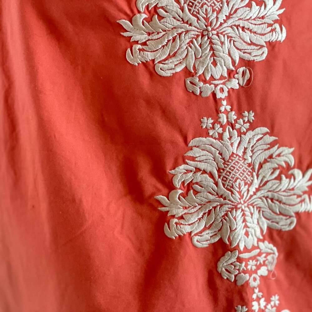Vintage Y2K Anthropologie Elevenses Embroidered Cotton Skirt Coral A-Line Size 6 - Picture 2 of 8